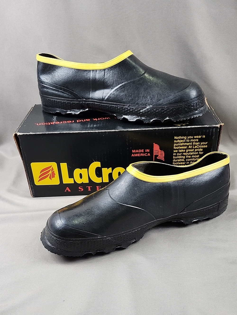 LaCrosse Premier Men's Size 15 Low Cut Work Rubber Over Shoe  Black Yellow